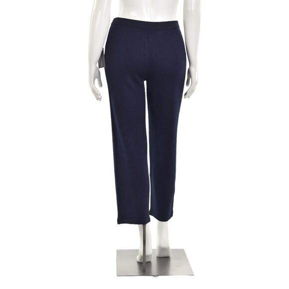 St John Collection Blue Santana Knit Pants Size 6 Wool Blend Pull On Ankle Crop - Picture 3 of 15